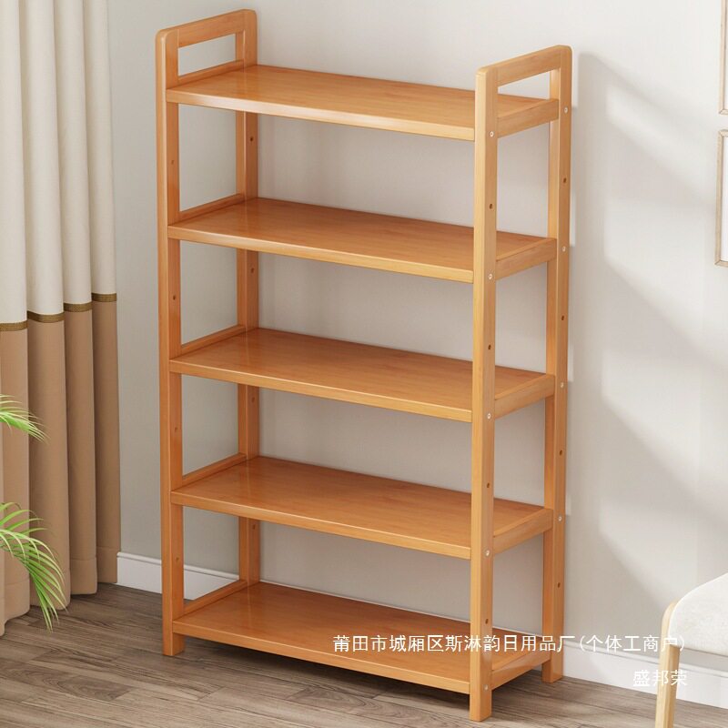 Factory Direct Sales of Simple Kitchen Supplies, Small Bookshelf, Multi-Layer Pot Rack, Kitchen Storage Rack, Bamboo Solid Wood Storage