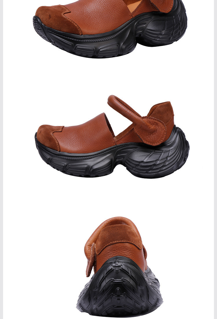 Giày sneaker nữ da bò thật đế dày phong cách thể thao — Màu đen, Màu nâu nhạt