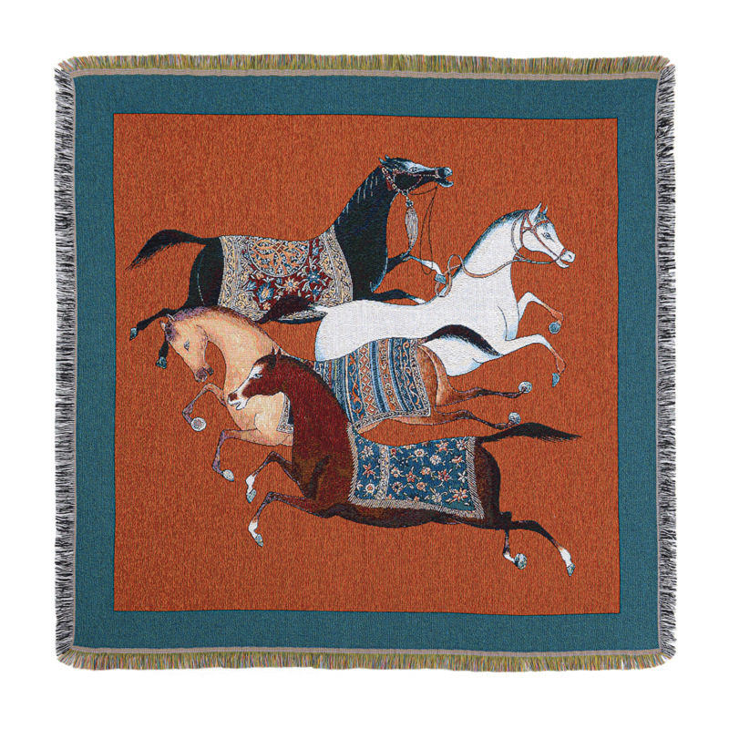 American-Style Light Luxury Knitted Cotton Sofa Throw Blanket with Tassels, Thin Blanket, Car Blanket, Summer Quilt, Air Conditioning Blanket