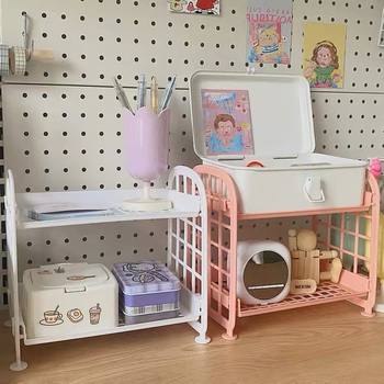 Aesthetic Desktop Storage Rack in Ins Style, Multi-Layer Dormitory Storage Bookshelf, Computer Office Storage Rack, Wholesale Storage