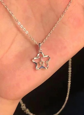 镂空灵动小星星项链女锆石微镶时尚简约百搭小众冷淡风毛衣锁骨链