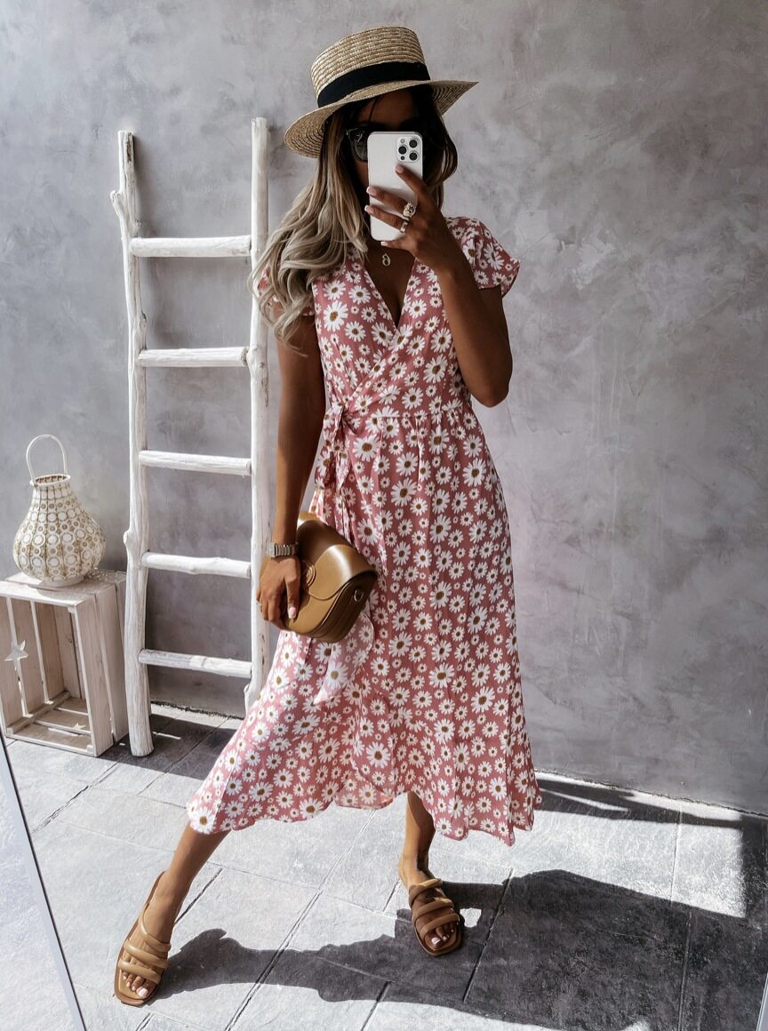 Summer Dress Casual Style Short Sleeve Lightweight Fabric Perfect for Everyday Wear Ready to Ship