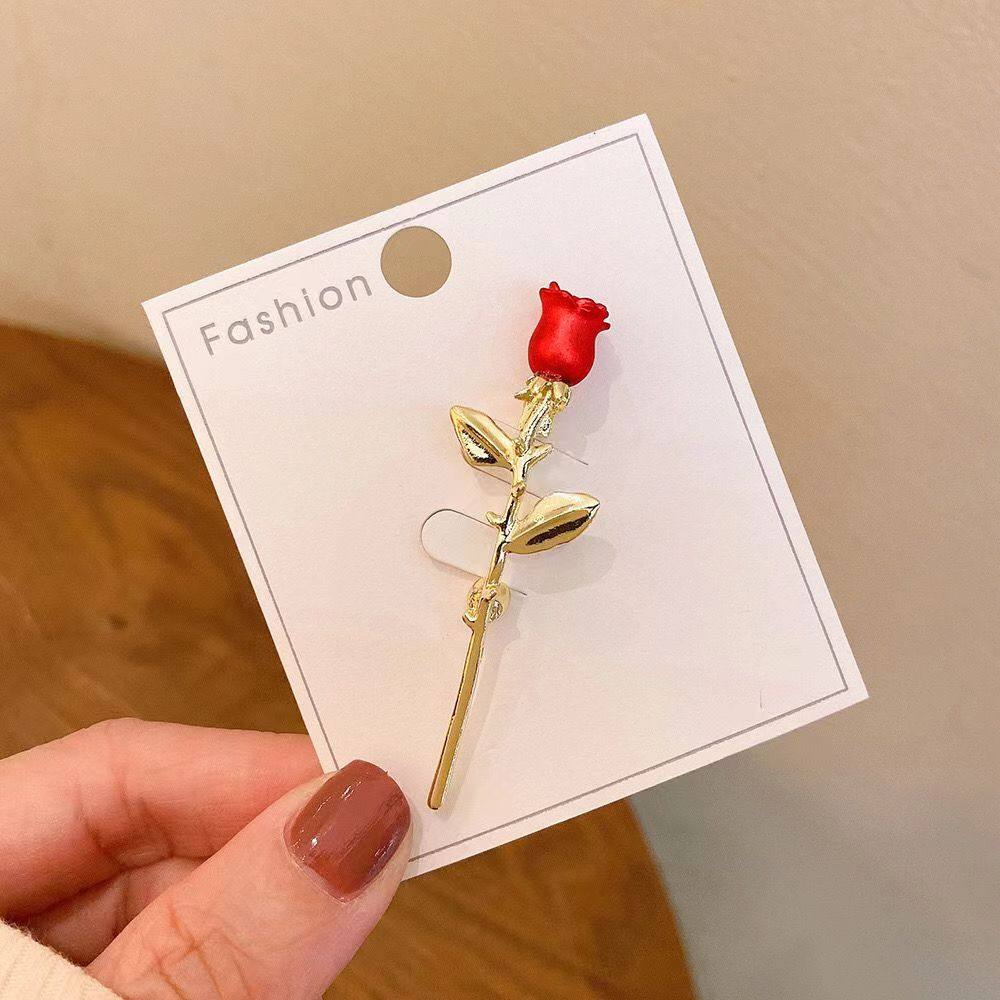 Red Rose Flower Brooch, Fashionable Alloy High-End Corsage, Wedding Accessory, Coat, Suit, Dress, Exquisite Pin