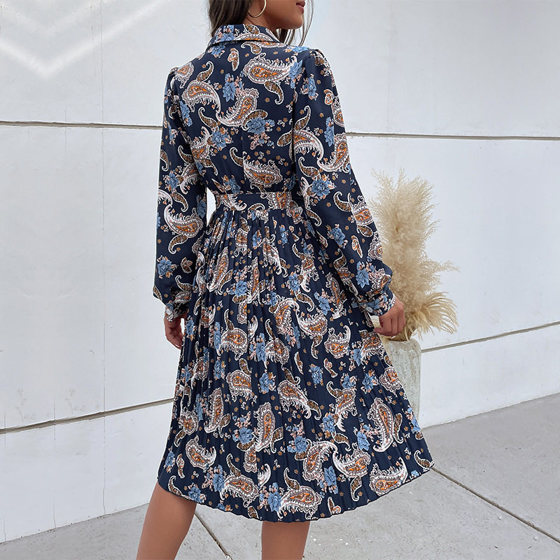 Floral Print Long Sleeve Dress Autumn Winter Style Elegant Casual Wear for Women Wholesale Available