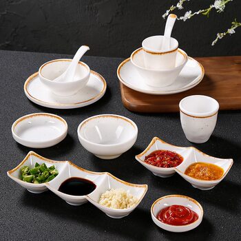 melamine flavor dish hotpot restaurant barbecue dip dish double-compartment seasoning dish soy sauce dish vinegar dish porcelain tableware