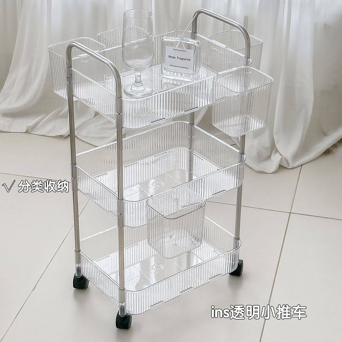 High-value acrylic trolley bathroom toilet rack multi-functional kitchen snacks multi-layer storage rack