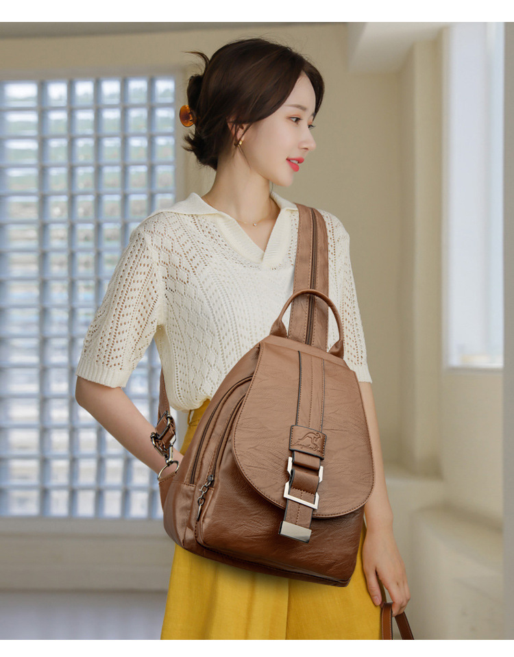 Ba lô nữ mini hai dây đeo đa năng, túi đeo chéo trước ngực kiêm túi du lịch — Màu đen, Màu đỏ rượu, Màu tím, Màu vàng