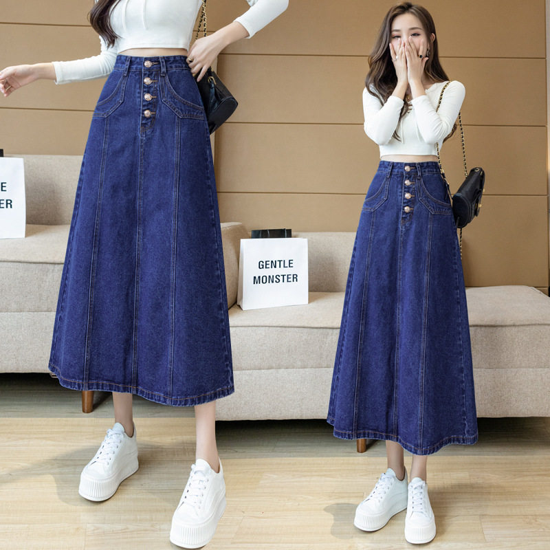 Vintage Inspired High Waisted A Line Denim Midi Skirt for Women Casual Style Spring Summer Collection Wholesale