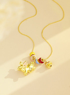 夏日多巴胺小飞马项链S925纯银镀黄金色珐琅甜甜圈DIY独角兽轻奢
