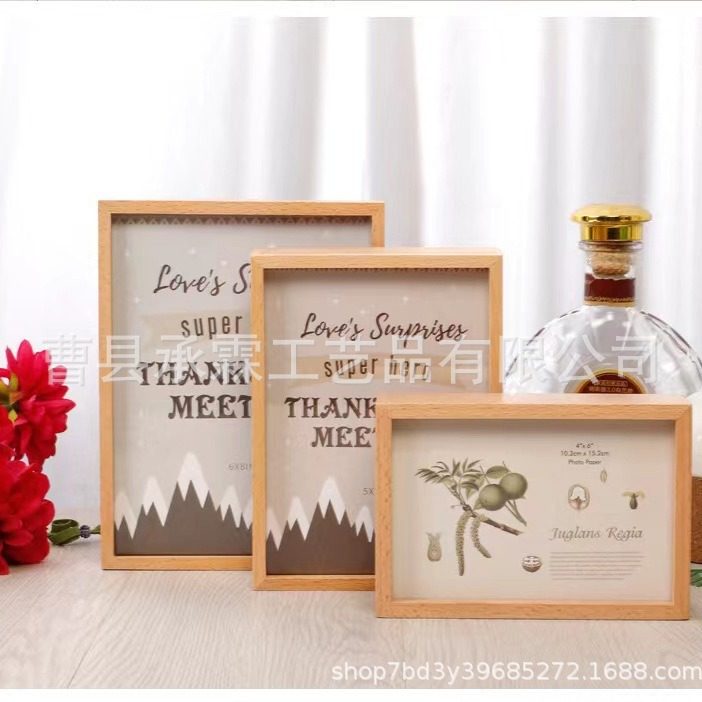 Creative Photo Frame Solid Wood Desktop Ornament Photo Frame Custom Wooden Transparent Acrylic Photo Frame Kidsren's Piggy Bank 5678inch