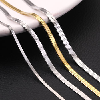 Stainless Steel Blade Necklace Flat Snake Chain Hip Hop Style Pieces Chain Thin Encryption Snake Chain Electric 18K Gold Necklace