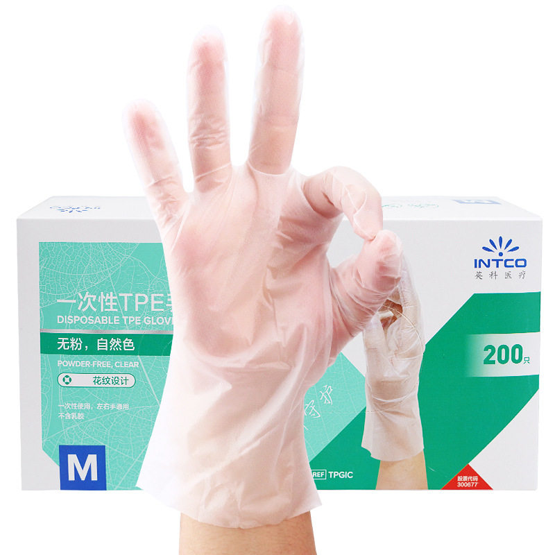 Yingke TPE disposable gloves PVC food grade PE crayfish household baking cooked food beauty salon hair dyeing Special
