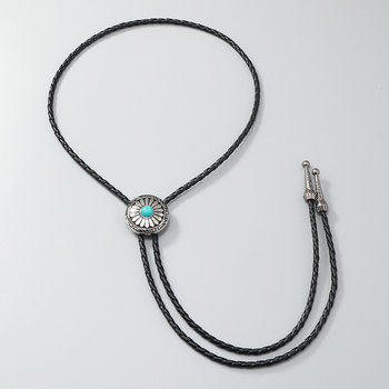 European and American Cross-Border Men's and Women's Retro Turquoise Alloy Pendant Sunflower Clavicle Chain Choker Necklace
