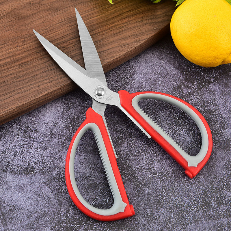 Manufacturer's Stainless Steel Household Multi-Functional Scissors, Powerful Kitchen Tailor's Scissors, Student Handmade Art Scissors, Red Scissors