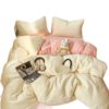 Class a Winter Pure Color Milk Velvet Four-Piece Set Thickeneded Fleece-Lined Quilt Cover Bed Bed Sheets Quilt Cover Student Dormitory Three-Piece Set