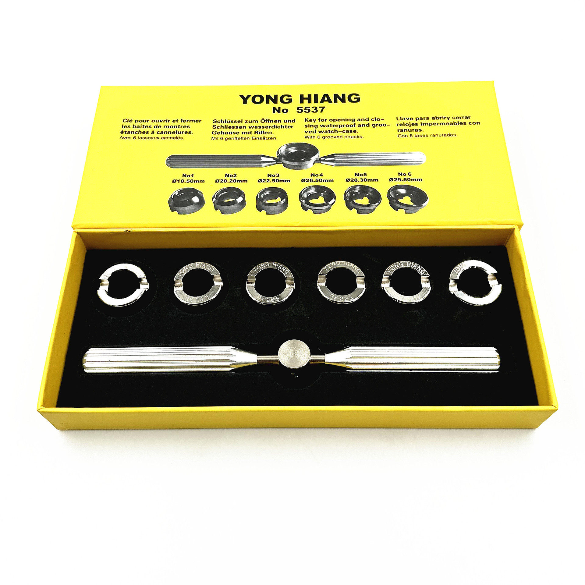 Watch Repair Tool 5537 Watch Opener with 6 Heads, Open the Back Cover, Switch the Watch Back Cover, Suitable for Grooved Screw Bottom Cover