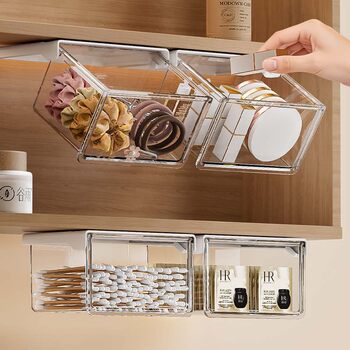 Dust-Proof Transparent Mirror Cabinet Storage Box Compartment Organizer Bathroom Bathroom Cosmetics Drawer-Type Storage Rack Wholesale