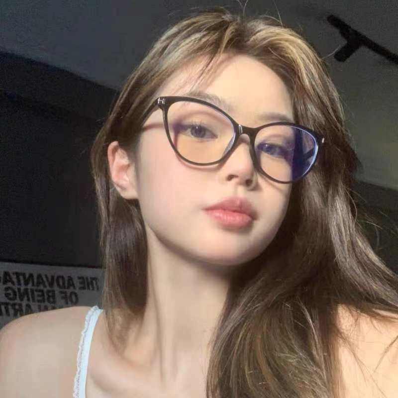 5089 New European and American Cat Eye Frame Glasses Tr90 Frame Women's Anti-Blue Cat Eye Myopia Glasses Frame Ins Glasses