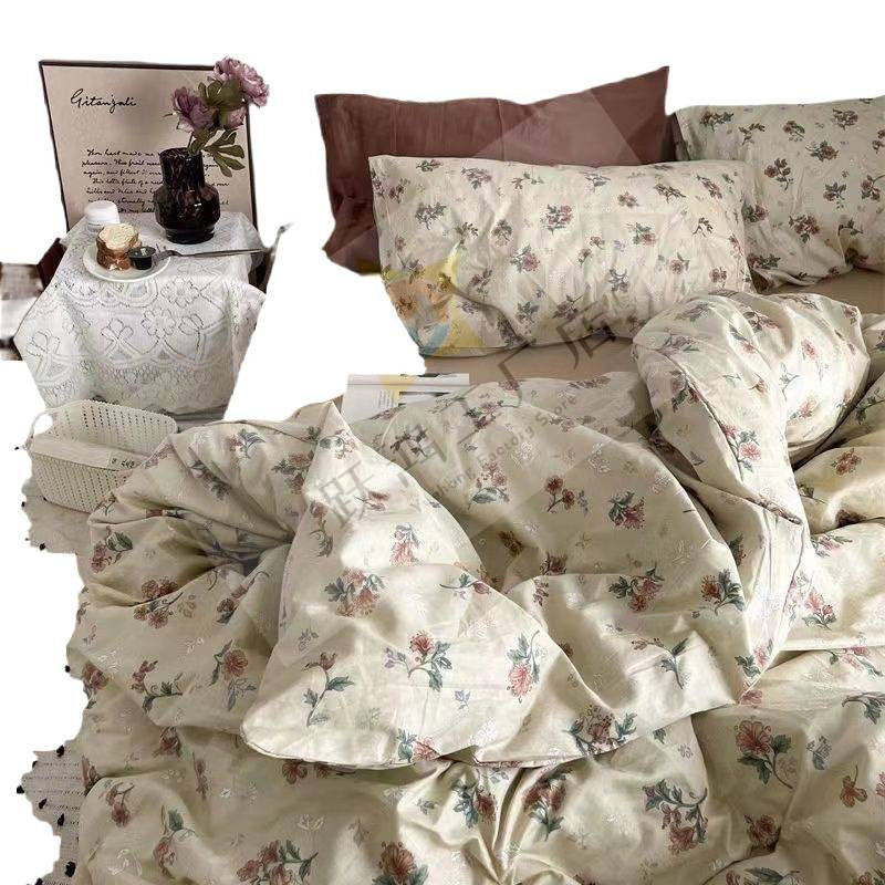 Cartoon Bear Internet Celebrity Washed Cotton Four-Piece Bed Sheet Quilt Cover Bedding Student Three-Piece Dormitory Set