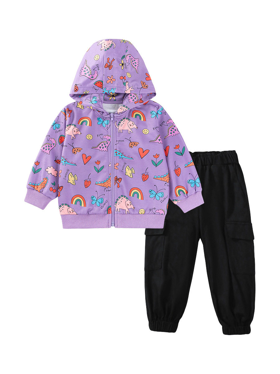 Girls' Hooded Cartoon Top, Autumn Long-Sleeve Jacket