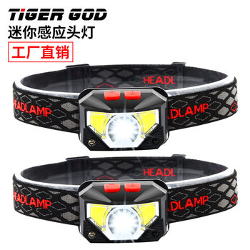 Cross-Border New Led Sensor Headlight Strong Light Charging Head-Mounted Night Running Fishing Mini Cob Small Headlight Wholesale