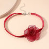 2023 New Collar Women's Necklace Lace Black Retro Necklace Light Luxury Niche Burgundy Velvet Camellia Clavicle Chain