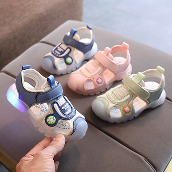 Boys sandals summer small and medium-sized children's shoes 2023 new summer Princess little boy luminous light shoes wholesale