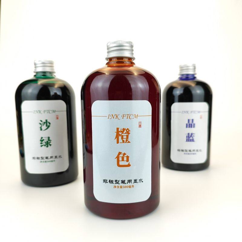 Student Ink Fountain Pen Color Ink Non-Carbon Ink 500ml Large Bottle Practice Calligraphy Dye Card Tracing Graffiti Brush