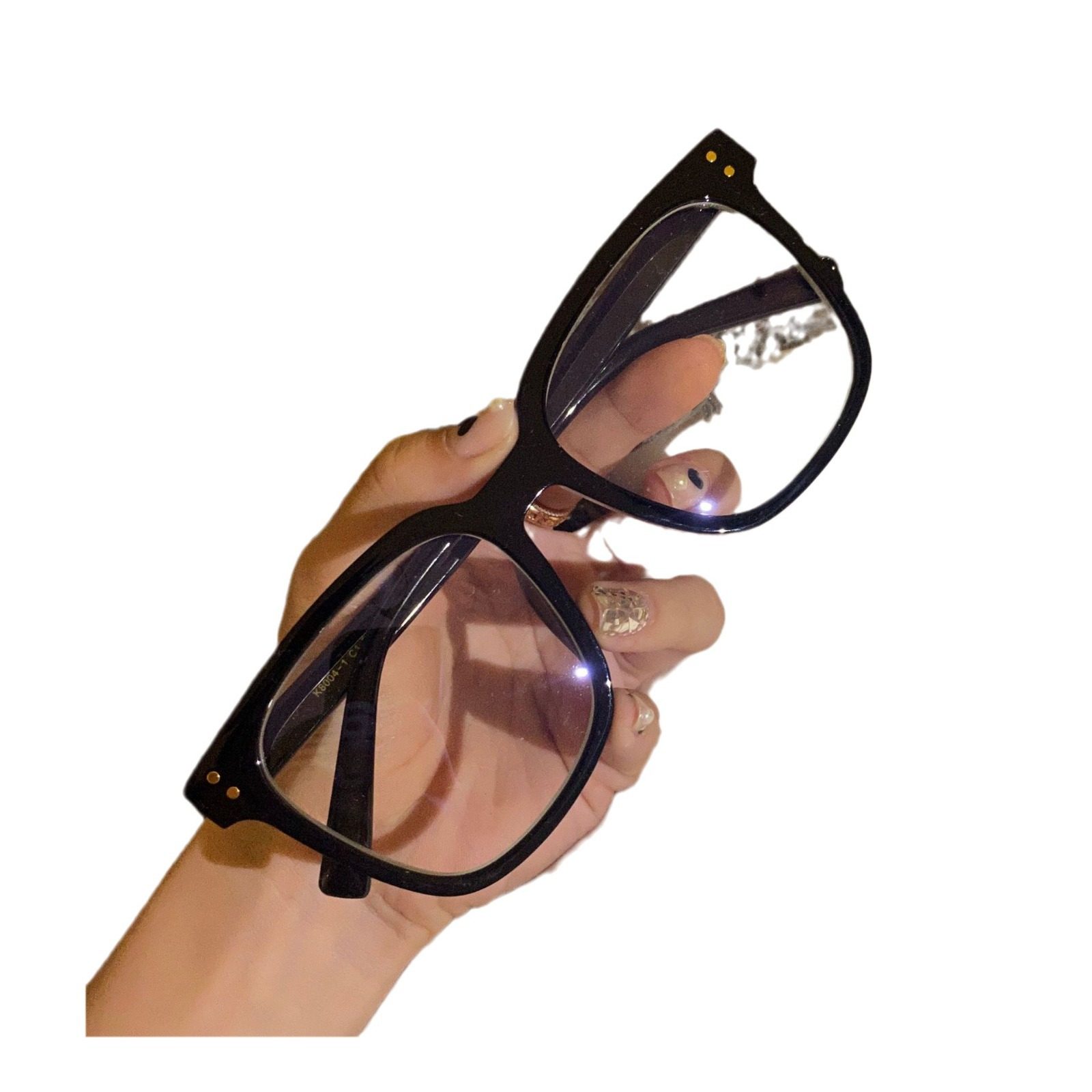 Internet celebrity black frame glasses frame women's fashionable big face slimming ultra-light tr90 square frame large frame can be equipped with degrees myopia glasses