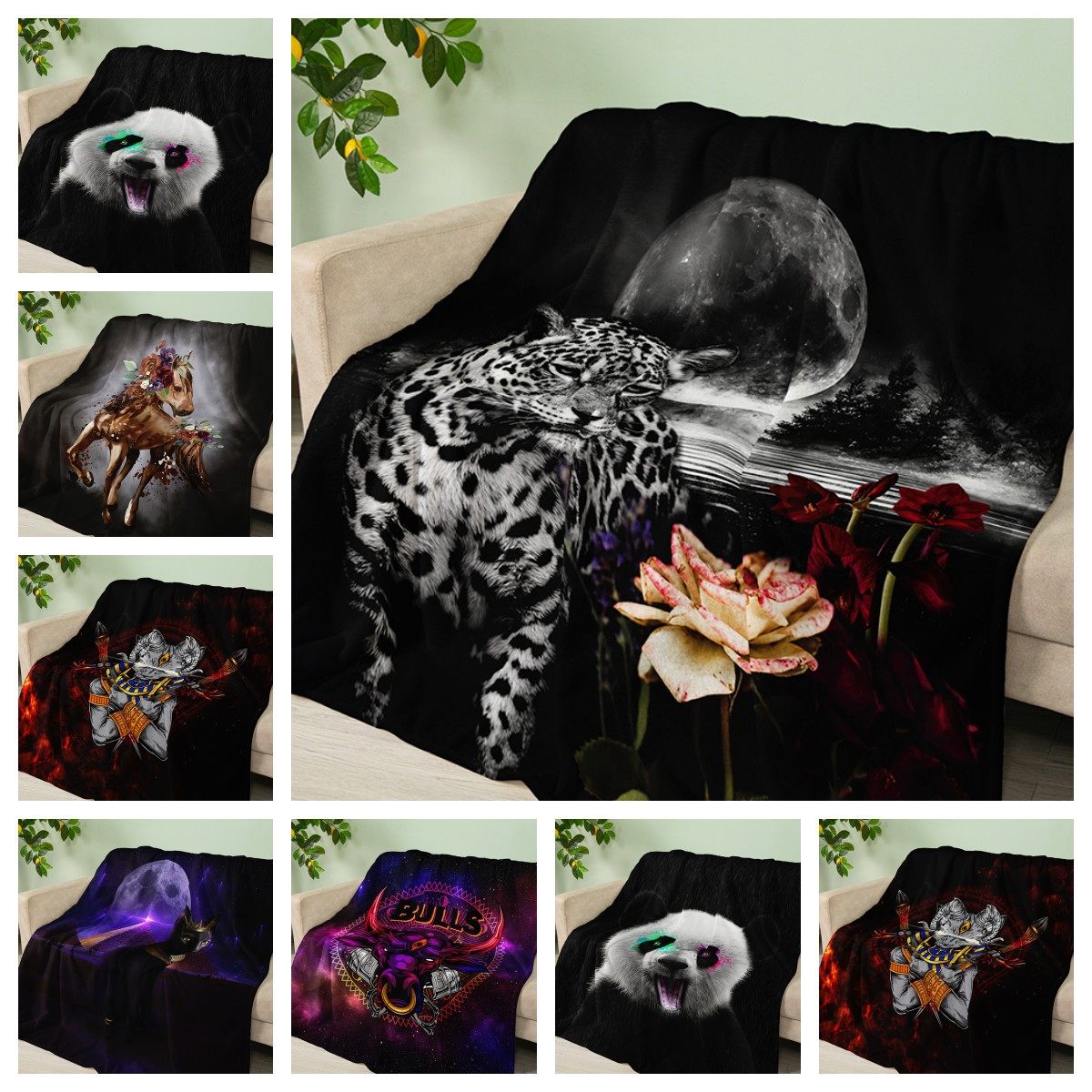 Amazon cross-border flannel blanket dark wind animal blanket bear leopard Crystal velvet blanket spring and autumn foreign trade Wholesale