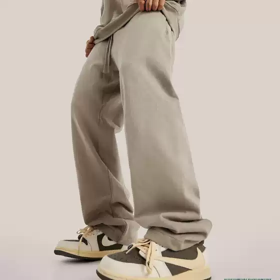 European and American High Street Fashion Brand Heavyweight 400g Casual Pants American Fashion Brand Loose Straight Sweatpants Drawstring Men's Casual Pants
