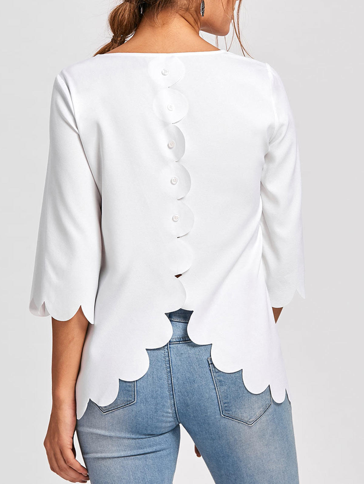 Casual Round Neck Short Sleeve T Shirt Solid Color Irregular Hem Floral Burnout Design Perfect for Everyday Wear
