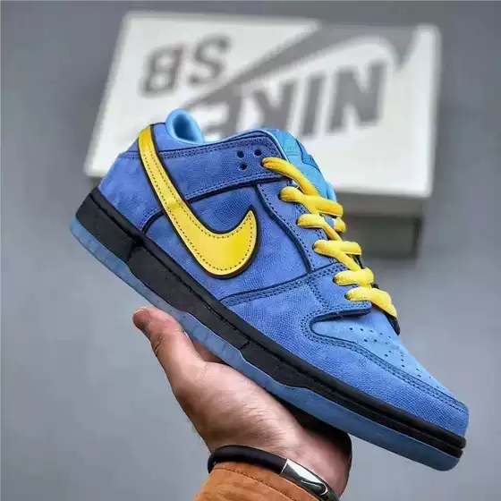 Wholesale Pure Original Dunk Powerpuff Girls Co-Branded Blue and Yellow Trendyy Fashion Retro Sports Shoes Couple Sneakers for Men and Women