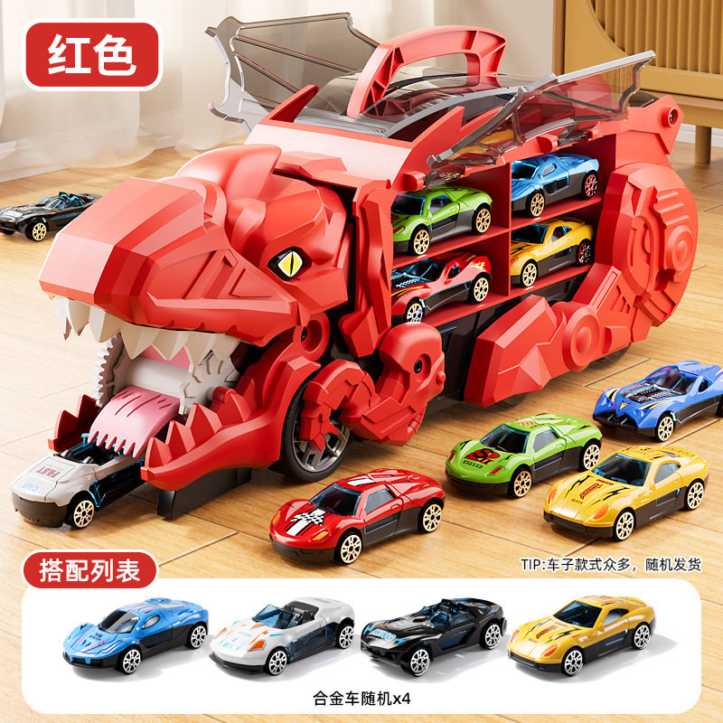 儿童恐龙吞食轨道车合金小汽车玩具男女孩子工程车生日礼物批发