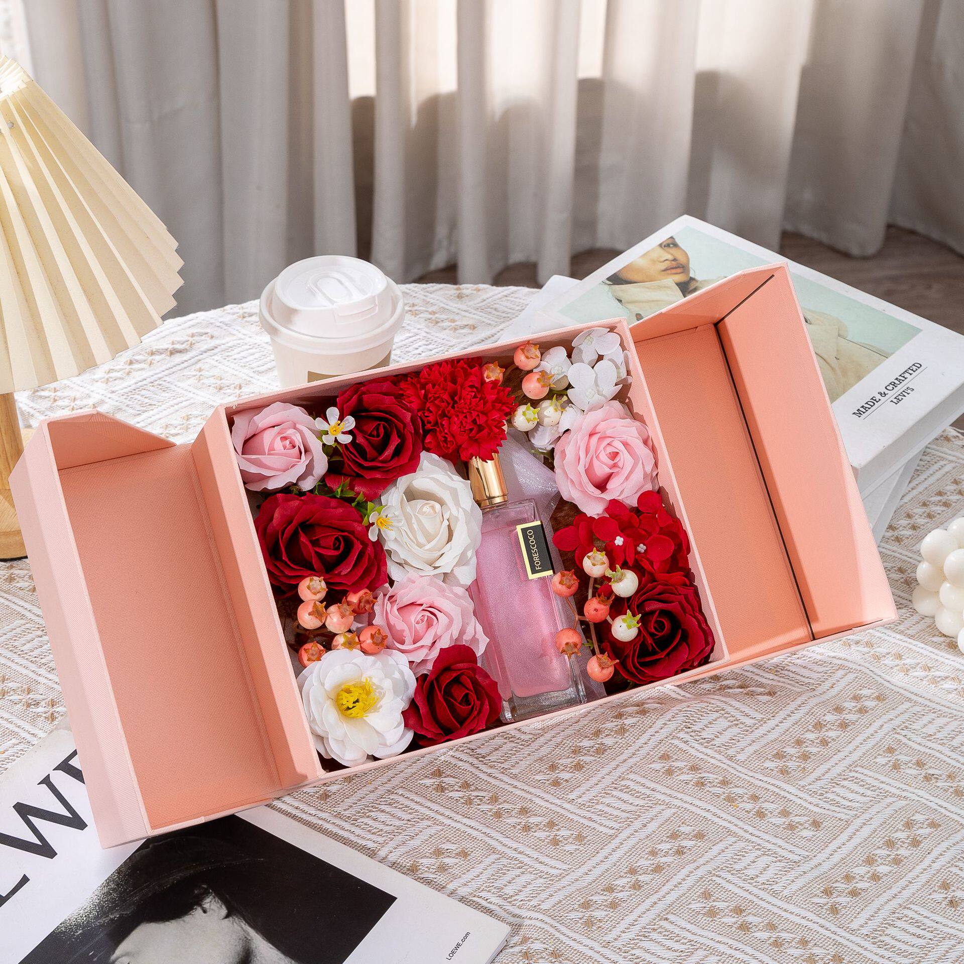 香水石鹸花ギフトボックスセット赤