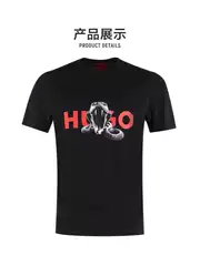 Hugo / Hugo Boss Printed Short-Sleeve 230g Fabric T-Shirt Trendy Men's Foreign Trade Pure Cotton Cross-Border