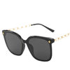 High-End Sunglasses for Women, Small Face, 2023 New Style, Chain Legs, Star Sunglasses, Big Face, Slimming Look Black