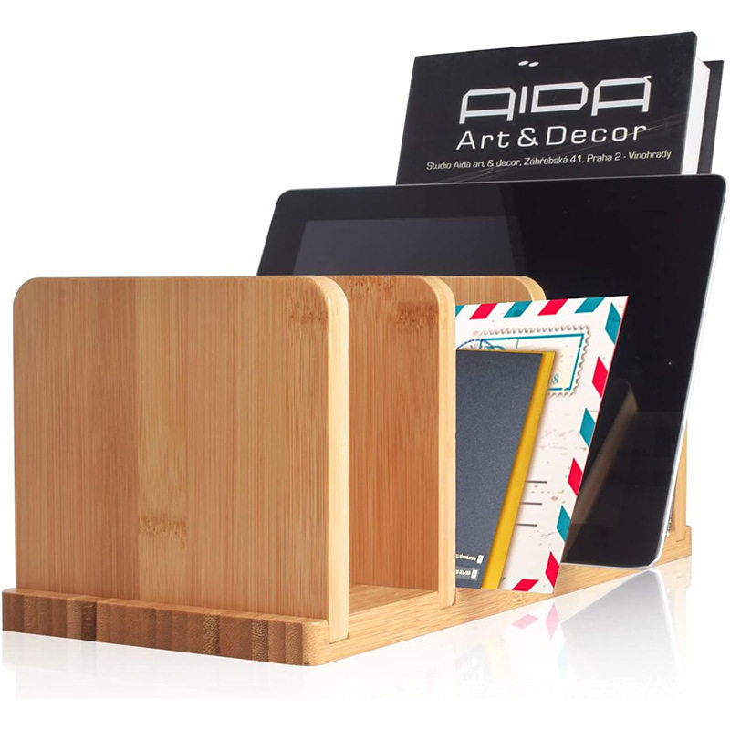 Spot Solid Wood Book Compartment Rack Office Desktop File Storage Rack Creative Tablet Holder