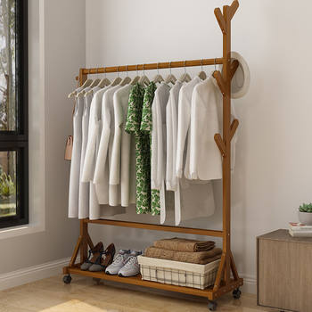 Simple Coat Rack Drying Rack Floor Indoor Folding Hanger Household Bedroom Clothes Bag Storage Rack