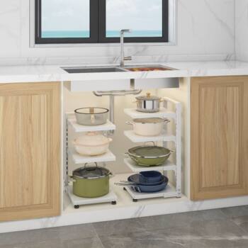 Kitchen Storage Rack Household Floor Multi-Layer Cookware Multi-Functional Lower Sink Cabinet Layered Pot Rack Storage Rack