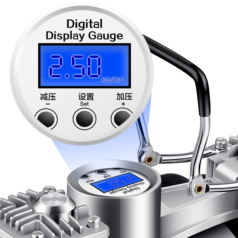 Vehicle-Mounted Air Pump Vehicle-Mounted Metal Double-Cylinder High-Pressure High-Power Portable Off-Road Vehicle Tire Electric Air Pump