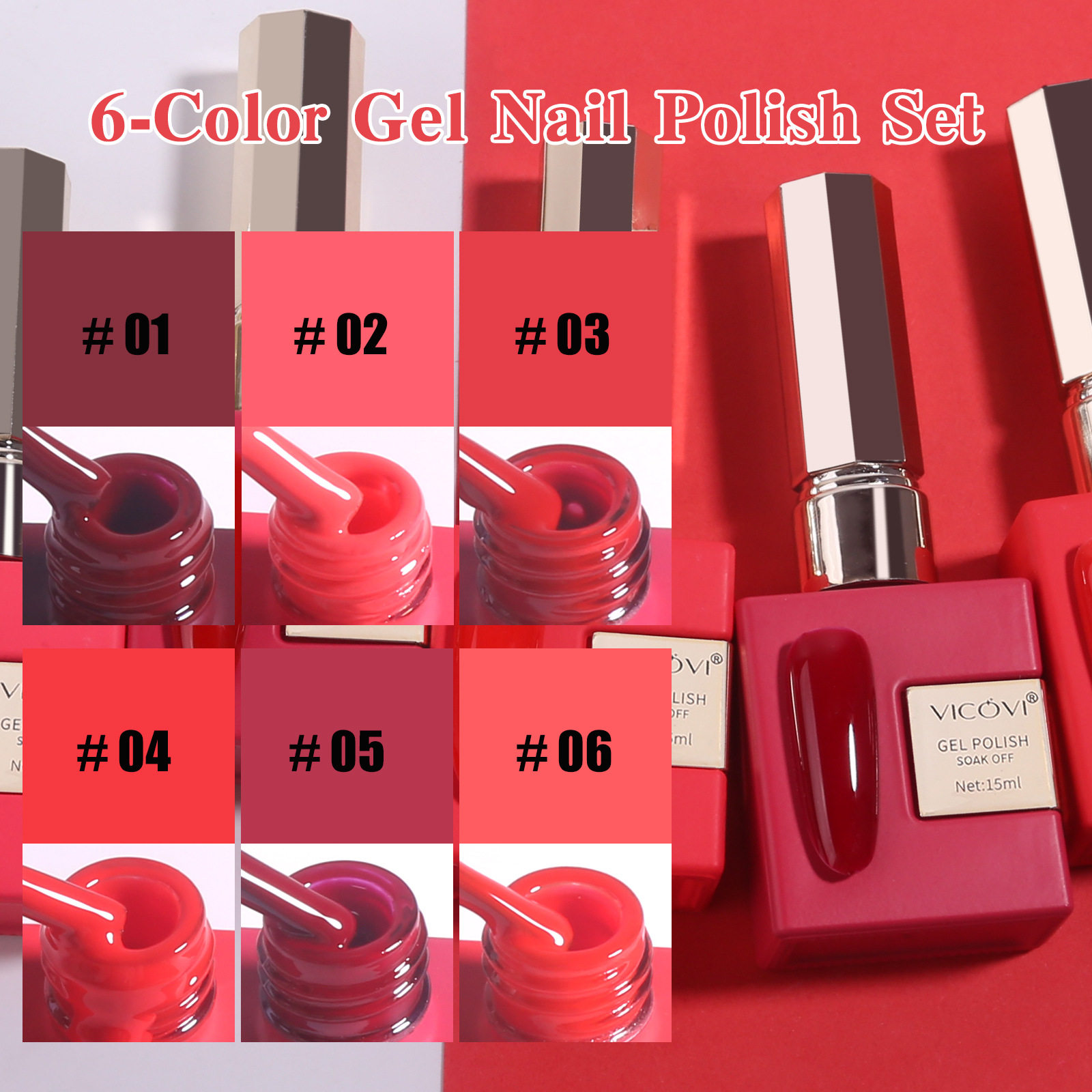 6-Color Nail Polish Glue Set, New Autumn and Winter Popular Color Series Phototherapy Glue for Nail Salons, Cross-Border Supply