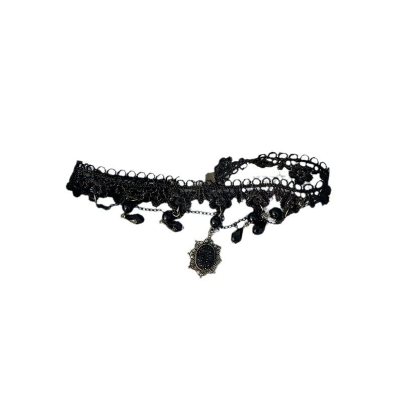 Diablo Vintage Halloween Princess Lace Lace Tassel Black Lolita Necklace Choker Clavicle Chain Necklace