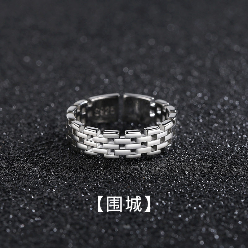 男士戒指小众设计高级感线条食指戒时尚简约活口指环源头厂家批发