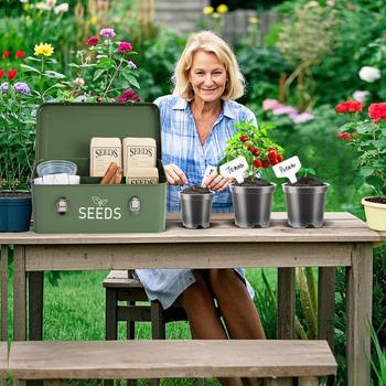 Source Factory Customized Metal Iron Gardening Seed Box with Partition Storage with Partition Handle Portable Outdoor Durable