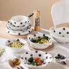 French Retro Polka Dot Underglaze Color Ceramic Tableware Hand Kneading Irregular Art Cake Plate Binaural Baking Plate Salad Bowl