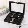 New Watch Storage Box Jewelry Packaging Pu Leather Painted Wooden Box Transparent Skylight Watch Packaging Display Box