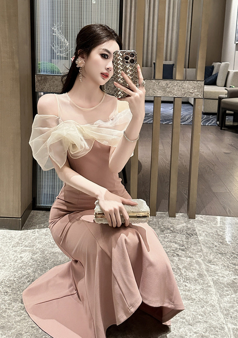 Đầm maxi nữ thắt eo tay lỡ cổ tròn dáng chữ A — [Hồng] chi tiết 1