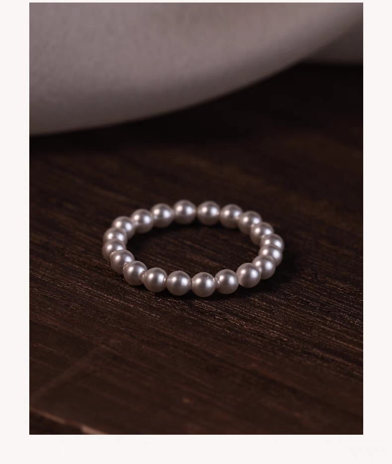 小珍珠戒指指环女小众设计素圈法式复古戒子尾戒简约大方手工编织