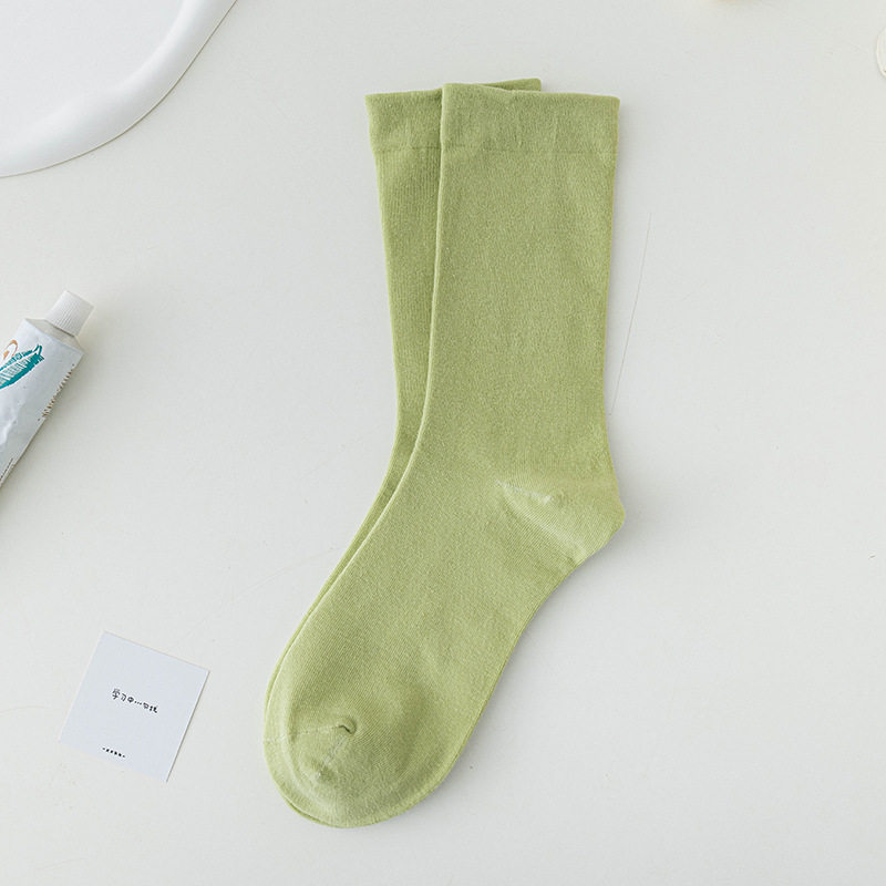 月子袜女ins潮中筒袜秋冬季百搭日系堆堆袜纯白色无骨袜女生长袜